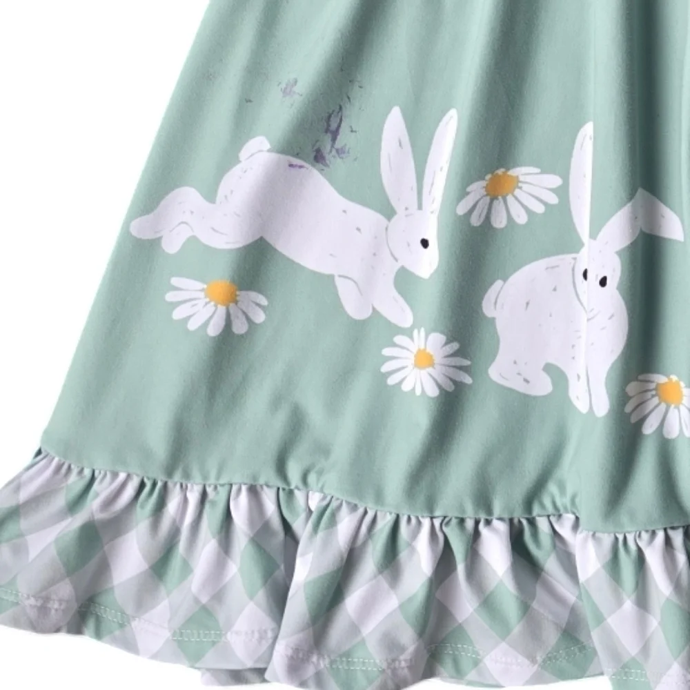 Millie Loves Lily Sage Green Bunny/Easter Ruffle Dress Size 12